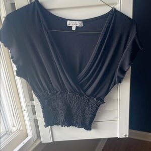 Black Smocked Women's Top
